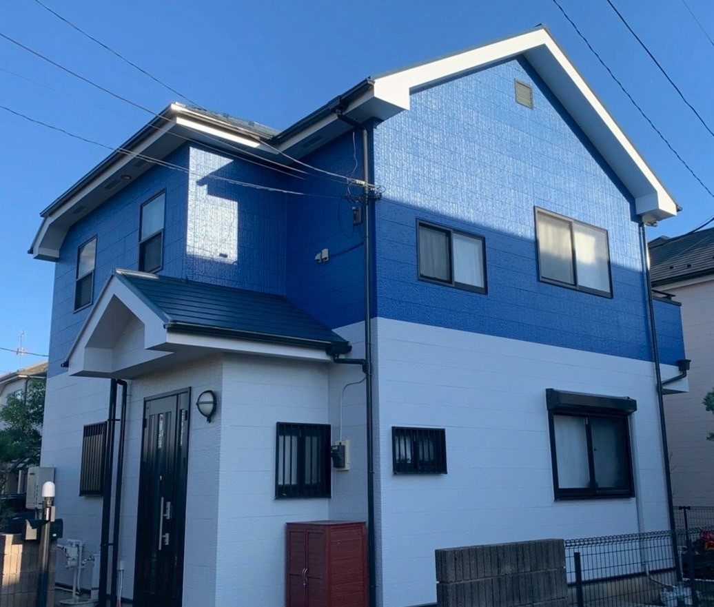 町田市金森東｜外壁塗装・屋根塗装｜ブルーアッシュ×パールグレイ