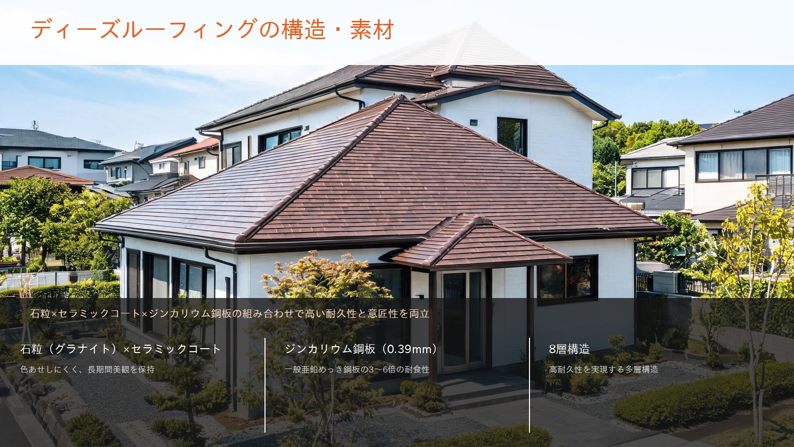 20260921_152735_986_002 ディーズルーフィングの構造・素材(石粒・ジンカリウム鋼板・8層構造)